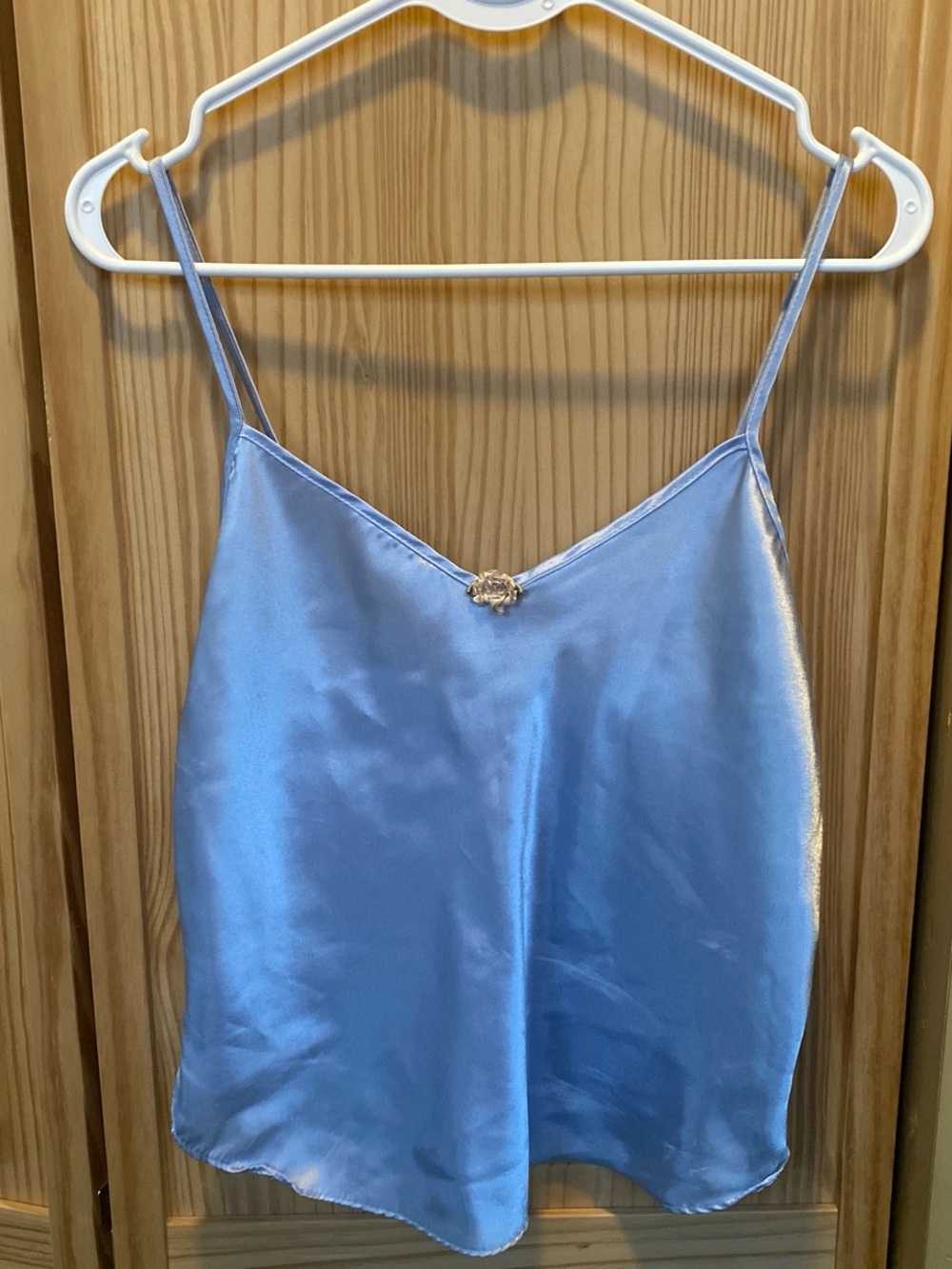 Petra Fashions Light Blue Satin Spaghetti-Strap Cami